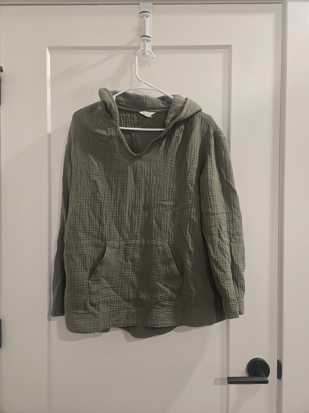 Caslon Olive Green Textured Hooded Top